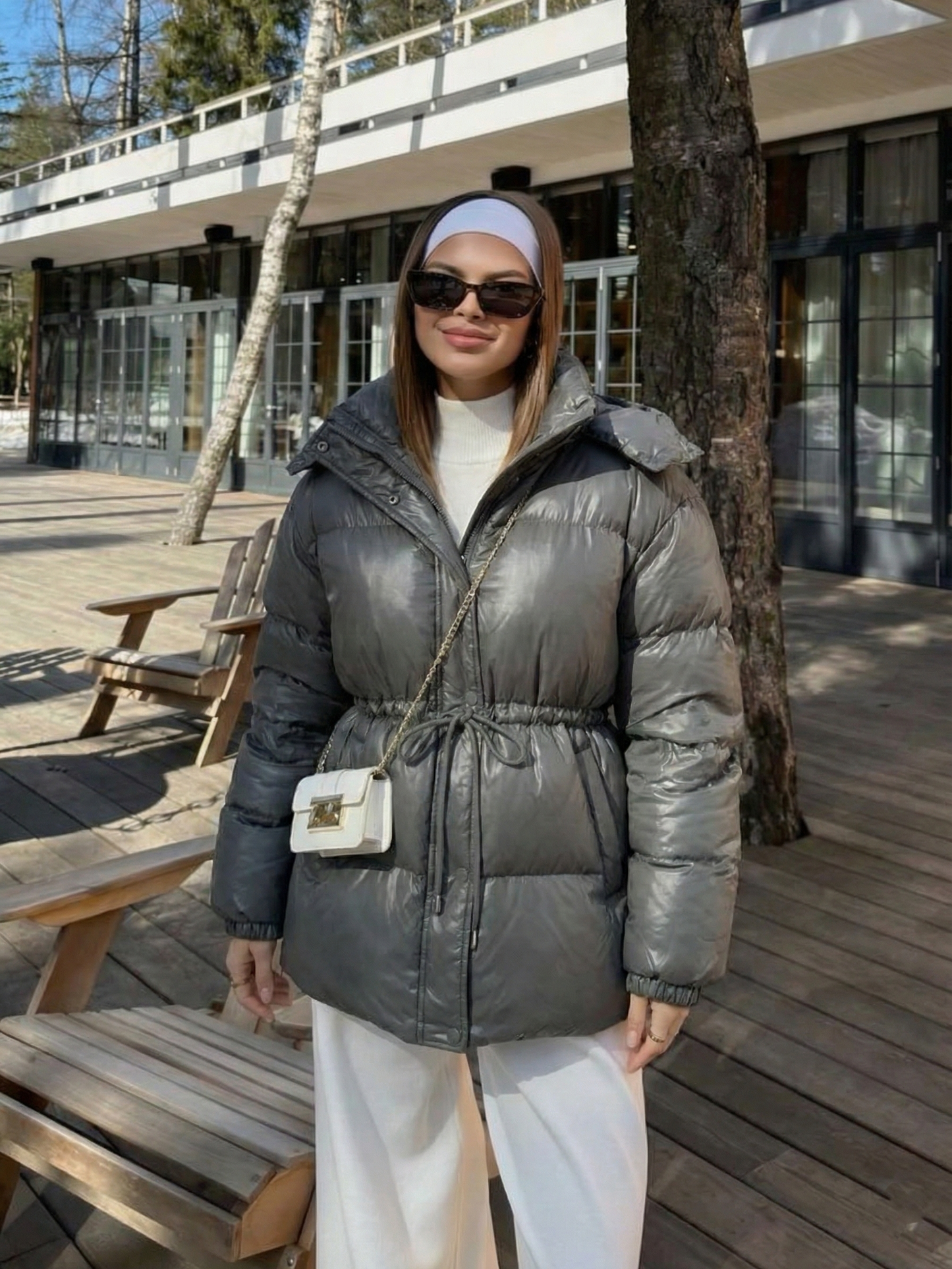 Maggie | Belted Puffer Jacket with High Neck