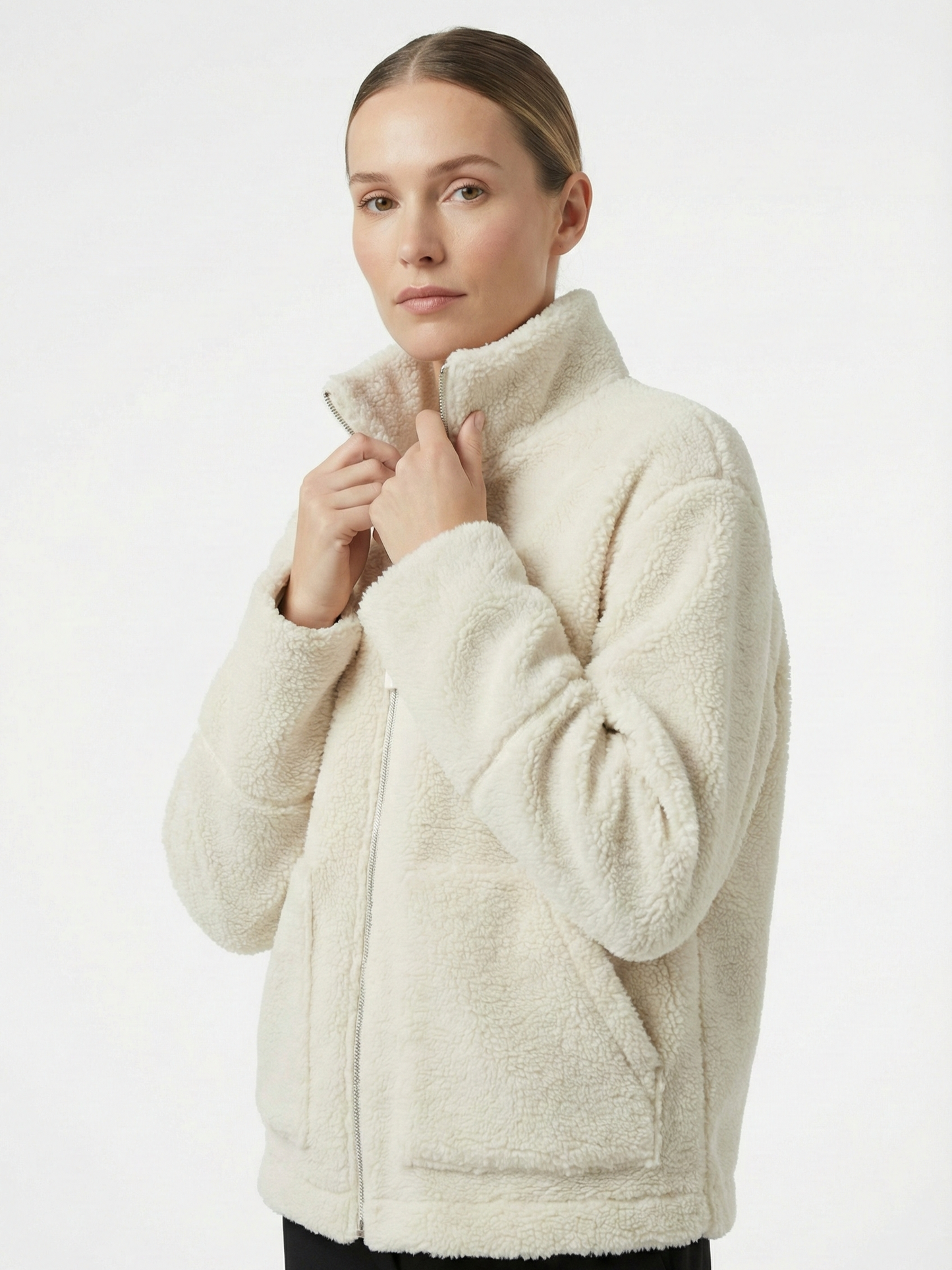 Maddy | Teddy Fleece Zip-Up Waterproof Jacket with High Neck