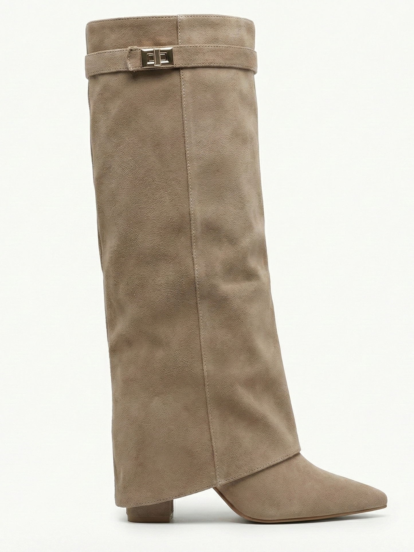 Women’s Knee-High Suede Boots with Slim Straight Shaft & Pointed Toe
