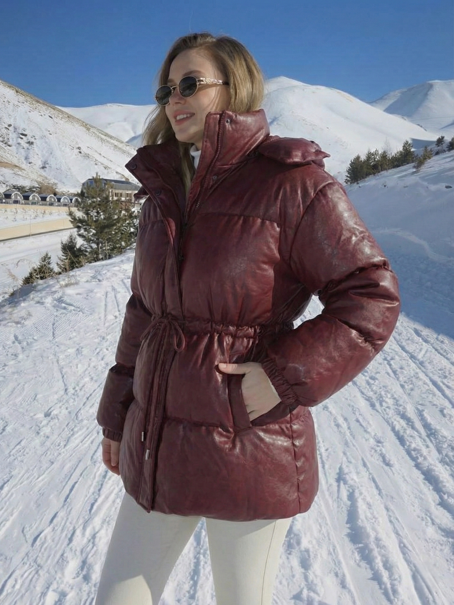 Maggie | Belted Puffer Jacket with High Neck
