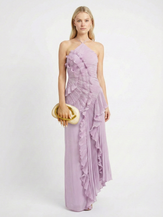 Catherine Ruffle Dress (Free Pearl Clutch)