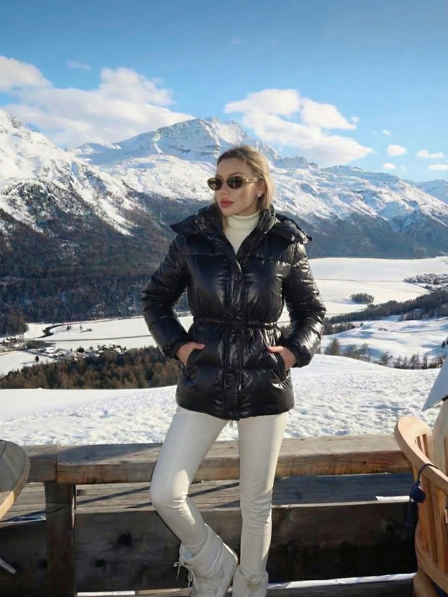 Maggie | Belted Puffer Jacket with High Neck