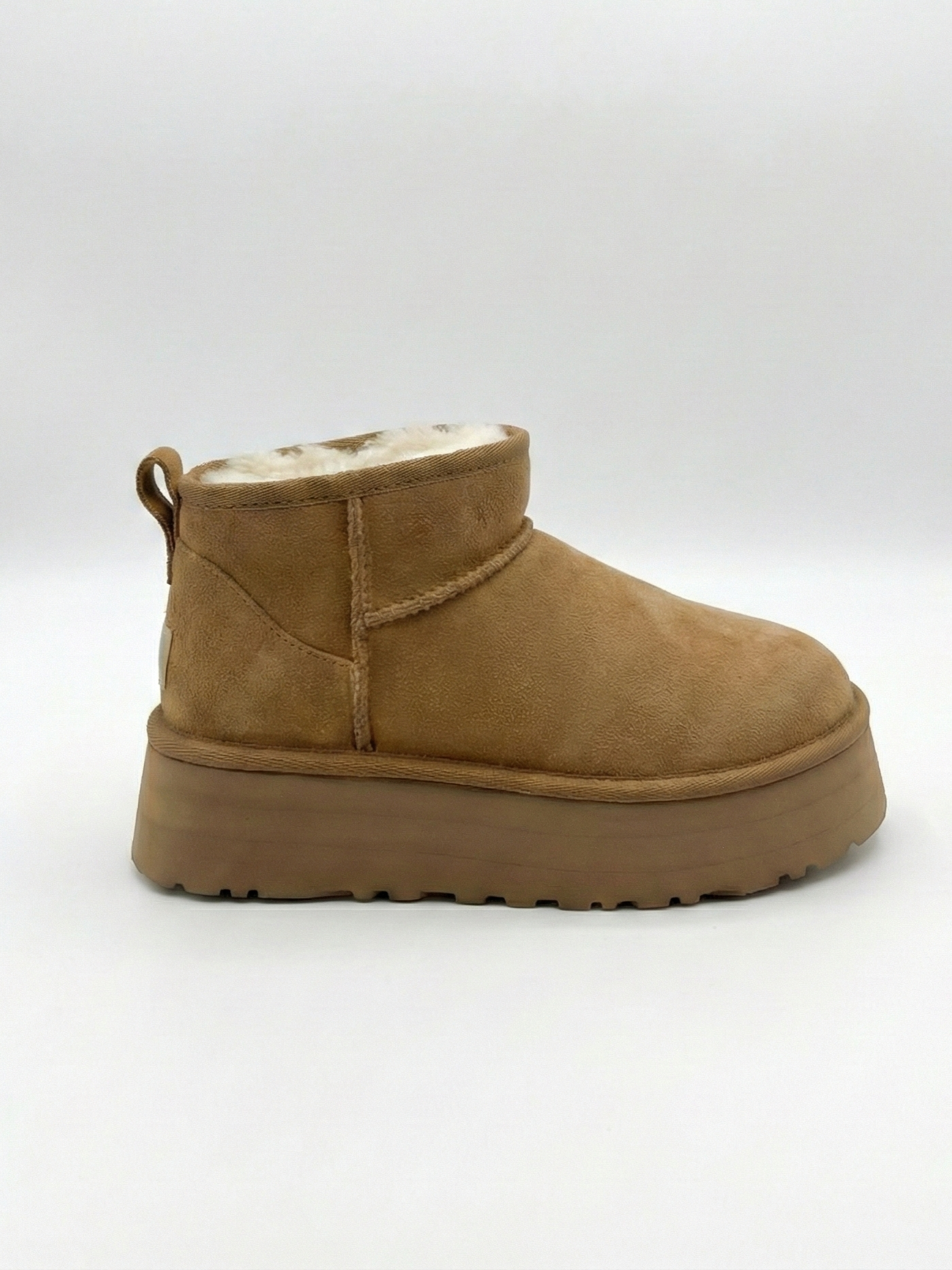 Suede-Effect Platform Boots with Faux Fur Lining