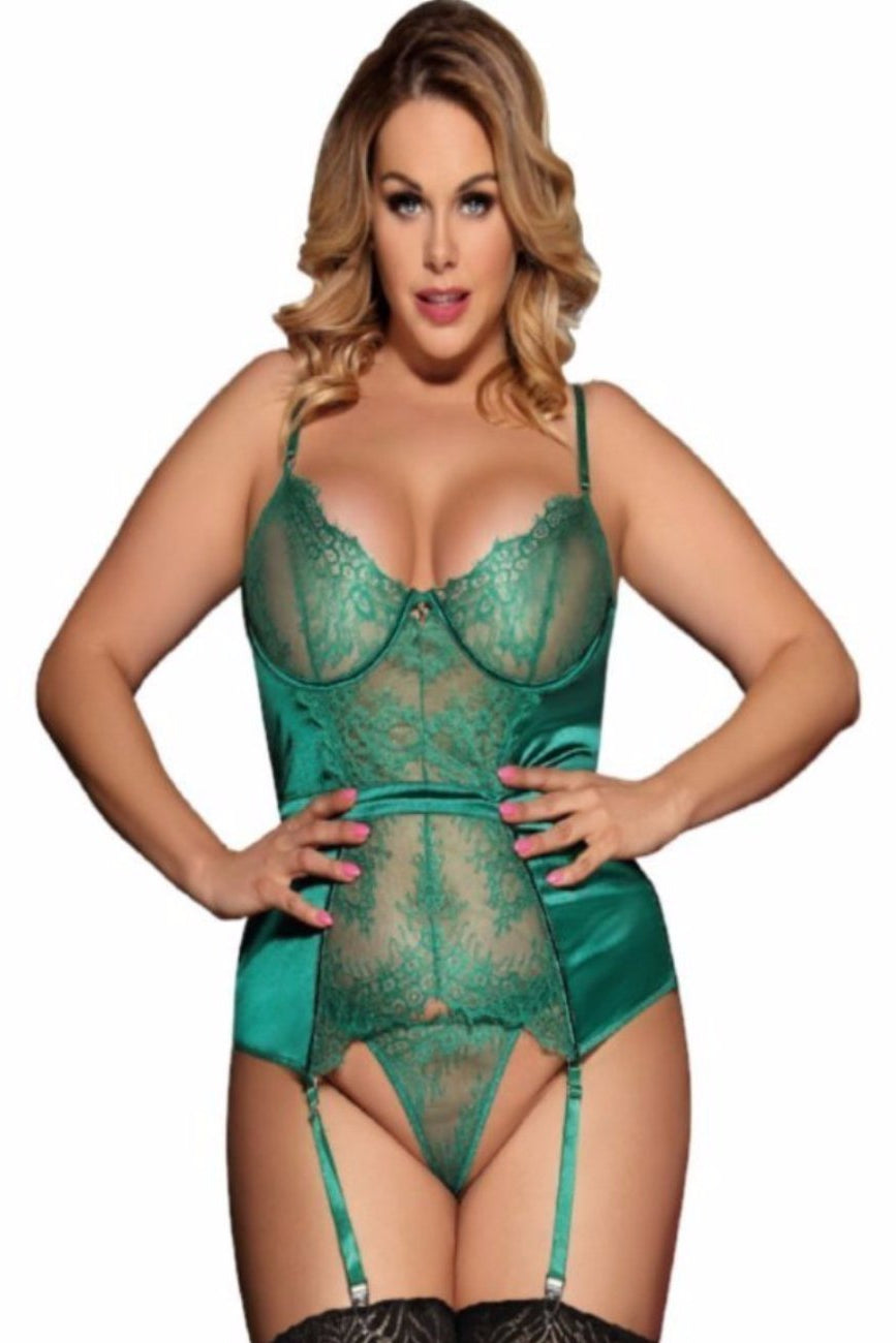 Ladies Sexy Corset With Underwire Green