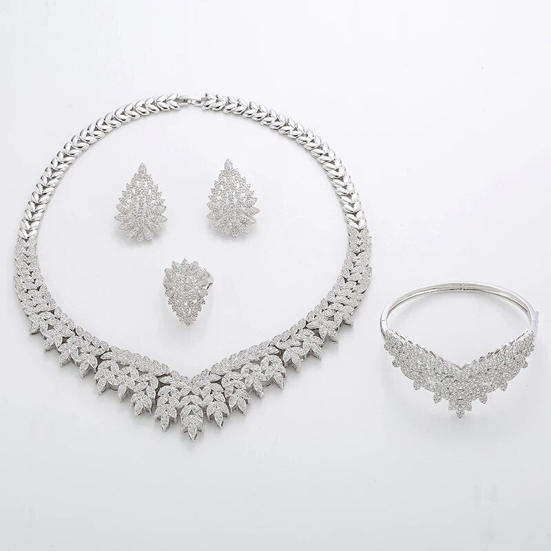 Saashi Noble Micro Pave CZ Jewelry Set - Hadiyana Trendy Dubai Style