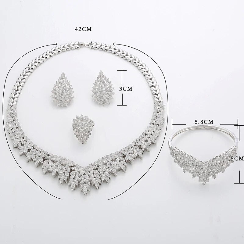 Saashi Noble Micro Pave CZ Jewelry Set - Hadiyana Trendy Dubai Style
