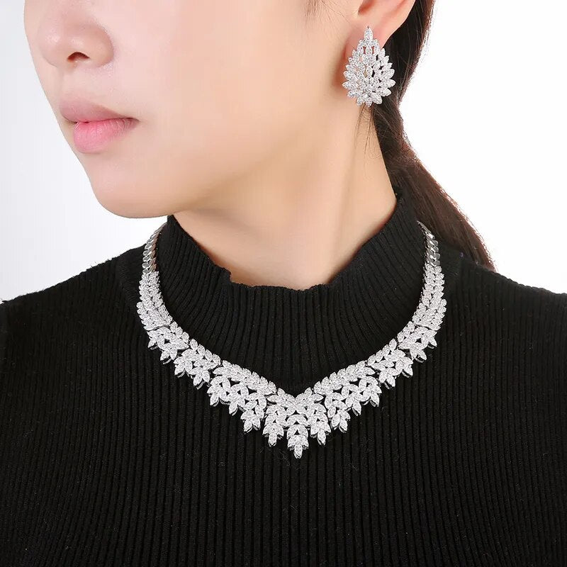 Saashi Noble Micro Pave CZ Jewelry Set - Hadiyana Trendy Dubai Style