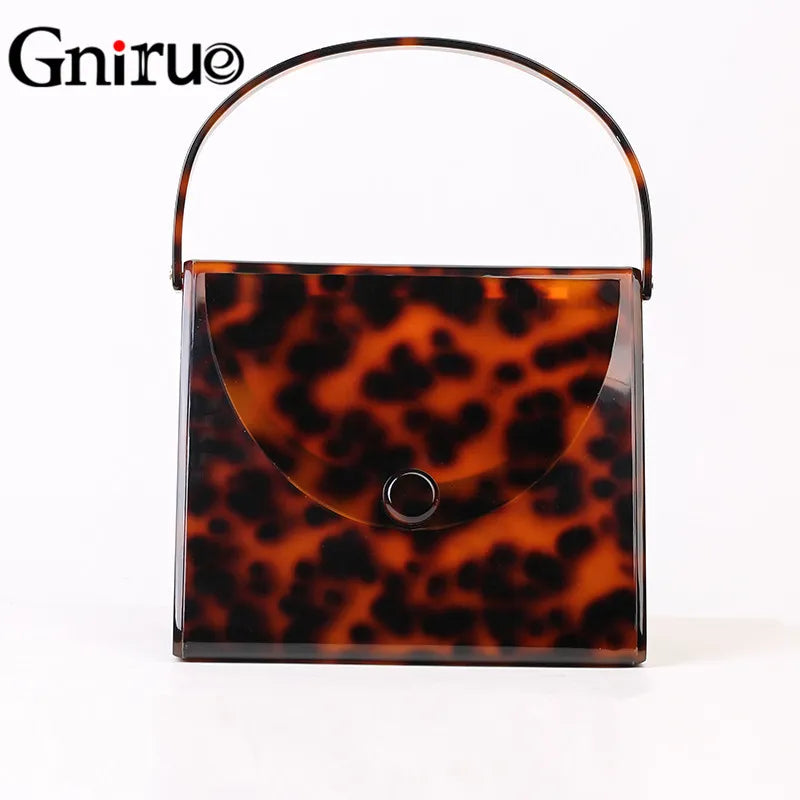 New Fashion Brand Leopard Acrylic Bag Women Classic Tortoise Print Handbags Party Prom Evening Bags Clutches Ladies Wallet