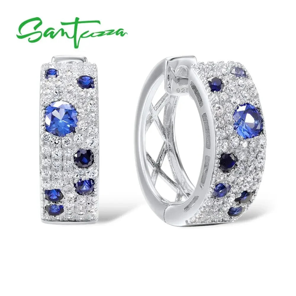 Saashi Sparkling Blue Nano CZ Jewelry Set - Genuine 925 Sterling Silve