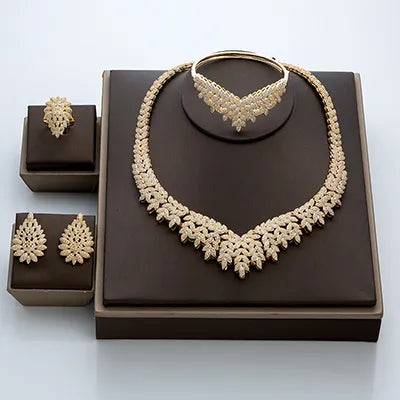Saashi Noble Micro Pave CZ Jewelry Set - Hadiyana Trendy Dubai Style