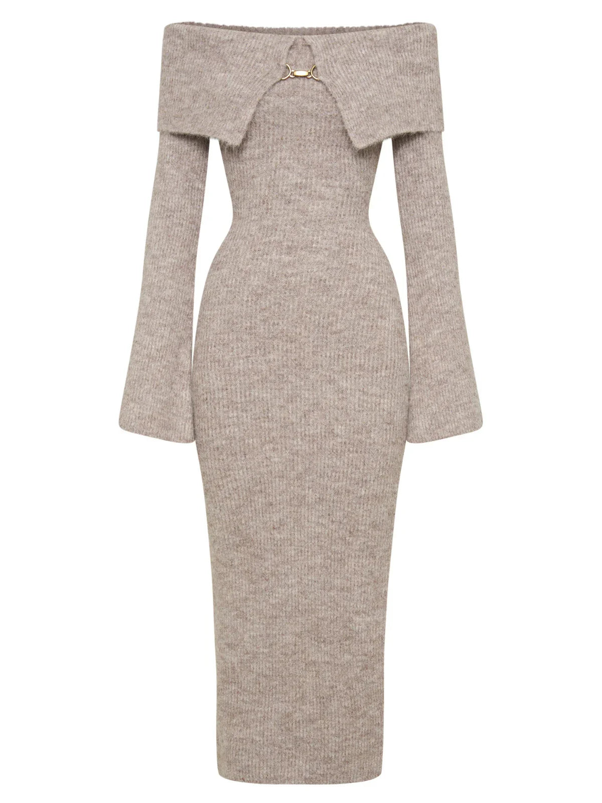 Off shoulder knit midi dress