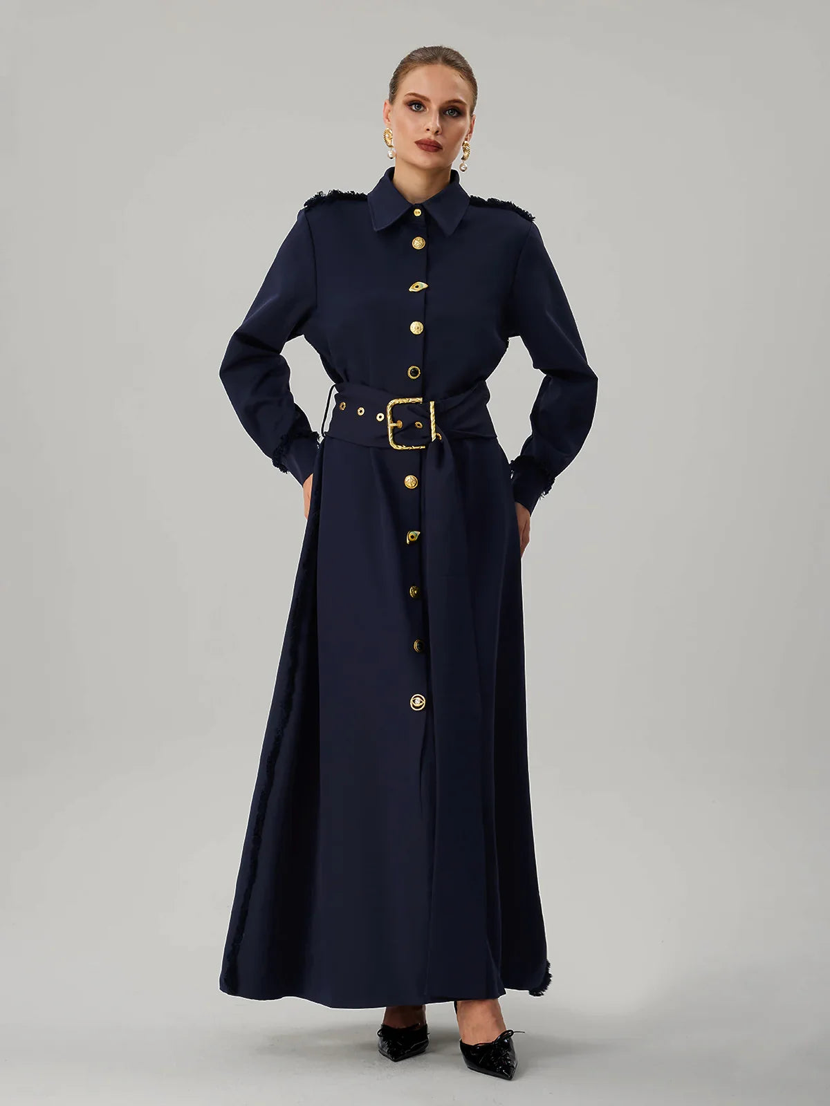 Étoile Navy Belted Maxi Dress