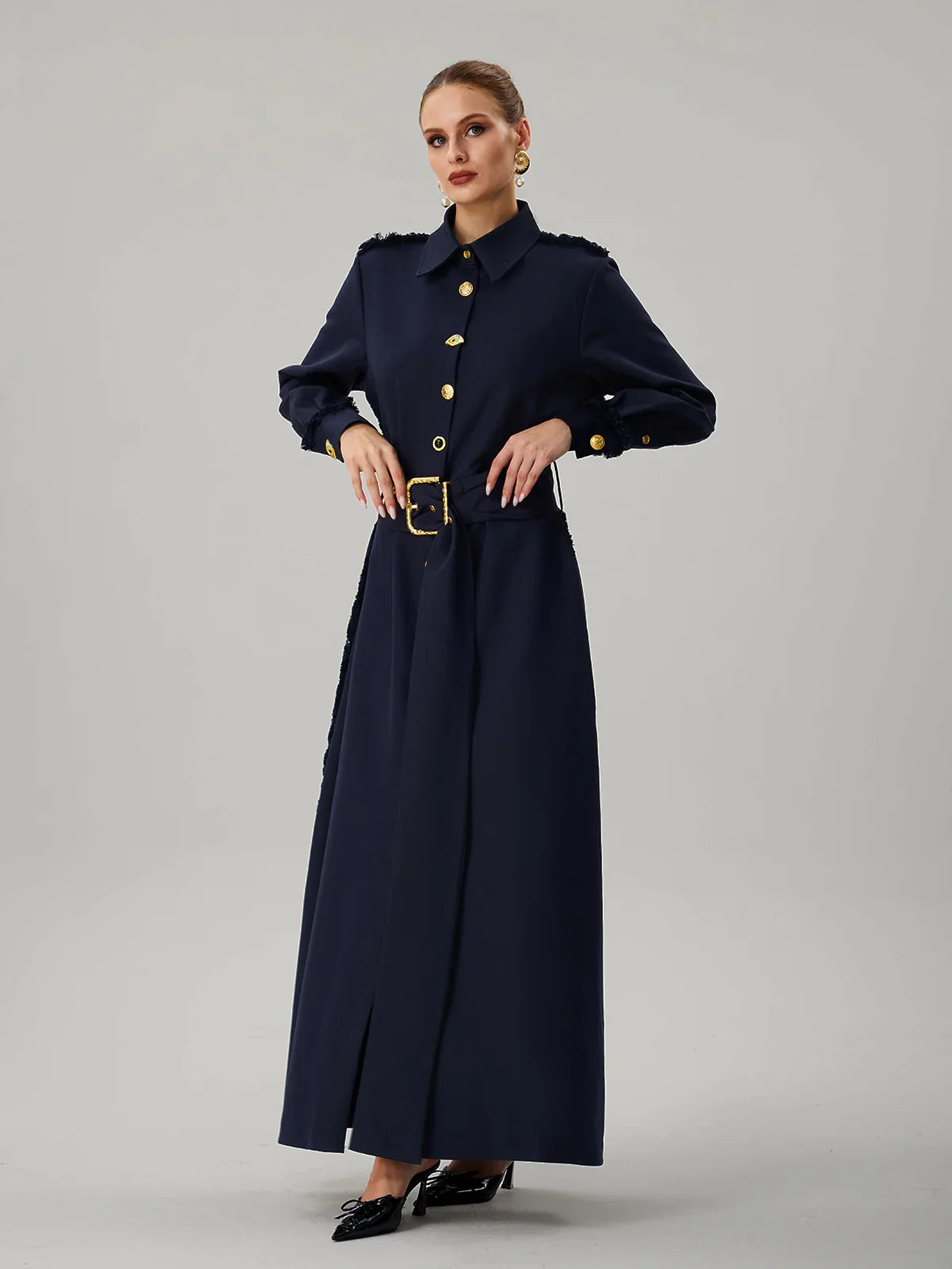 Étoile Navy Belted Maxi Dress