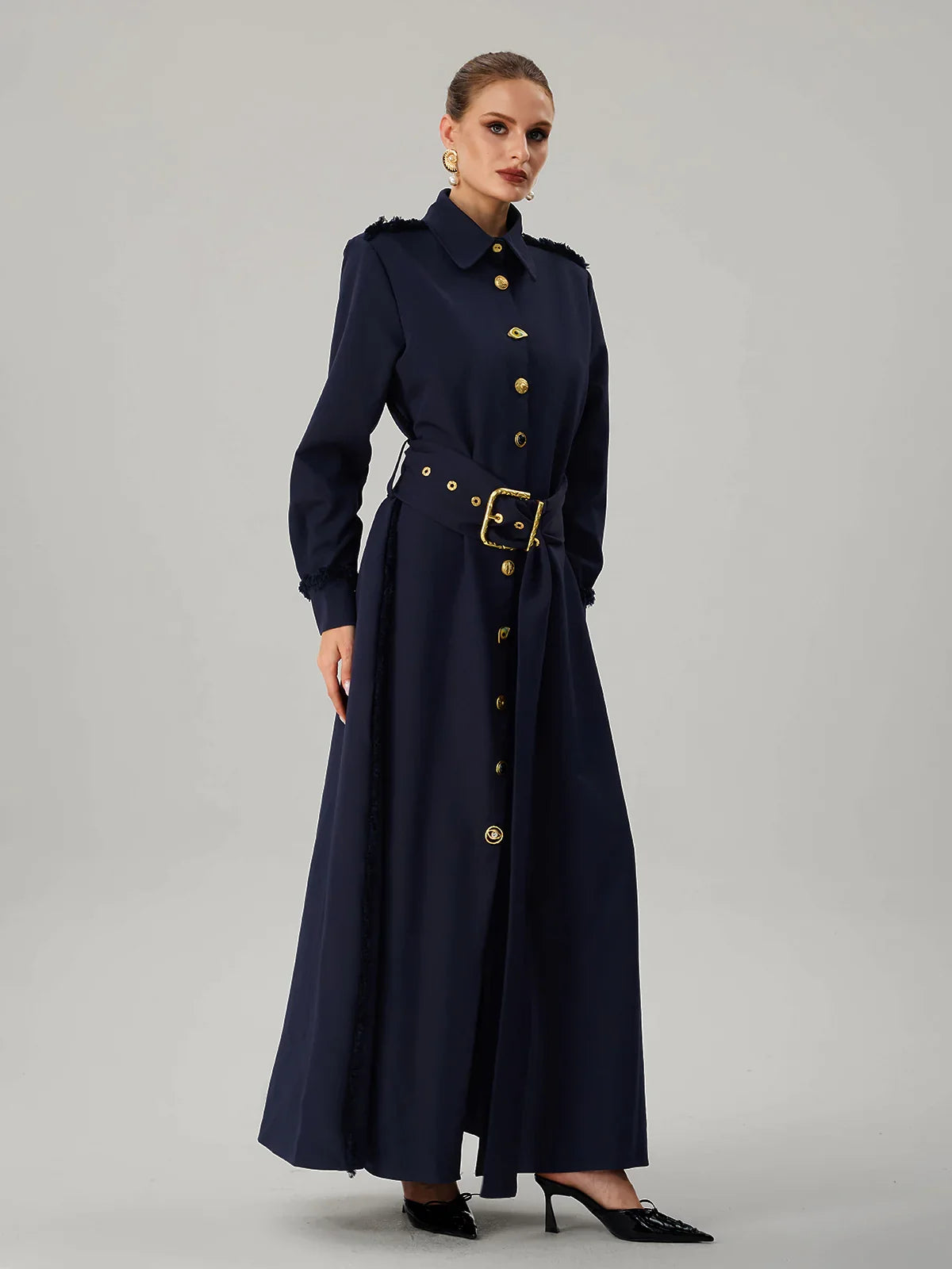 Étoile Navy Belted Maxi Dress