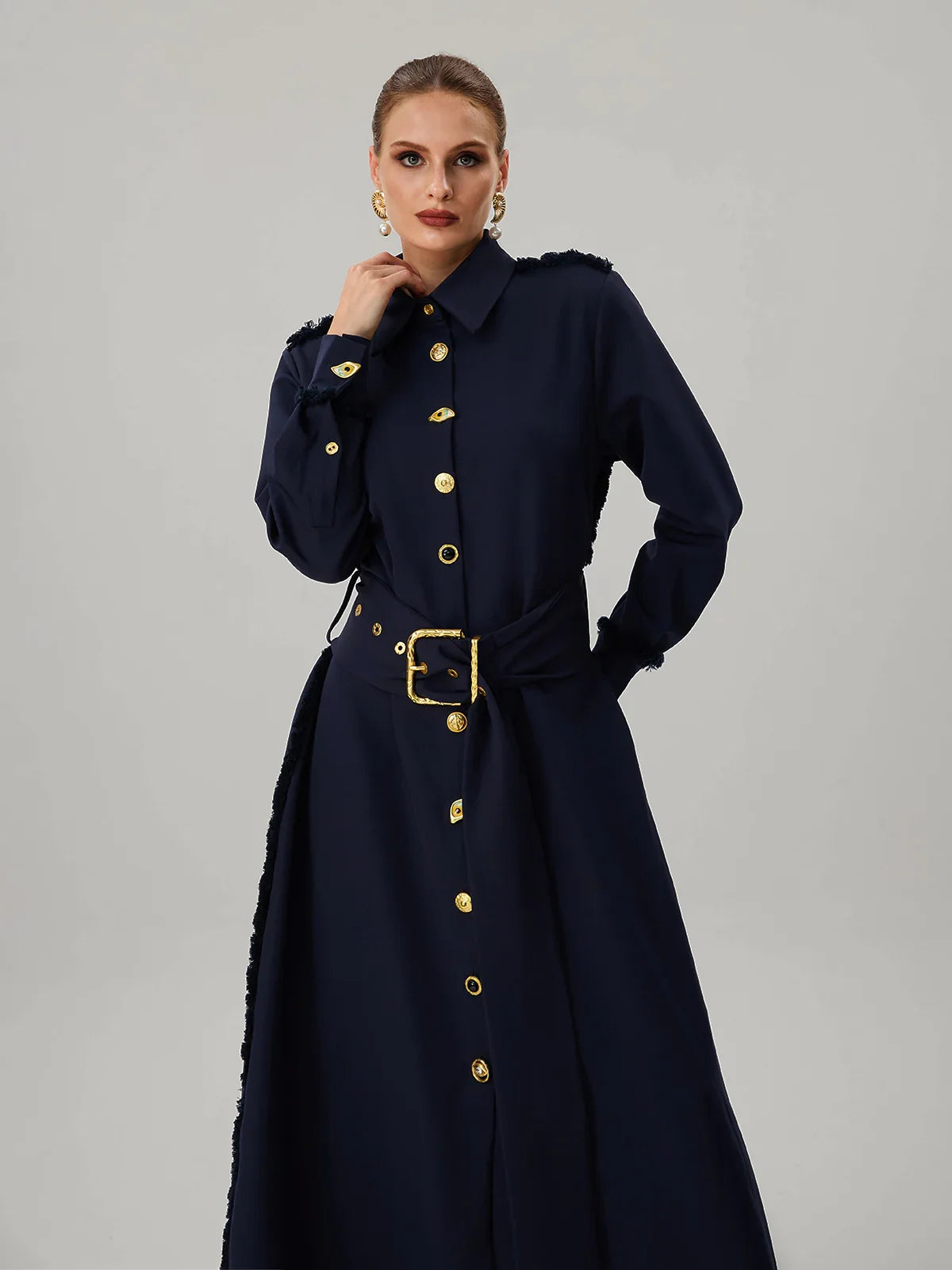 Étoile Navy Belted Maxi Dress