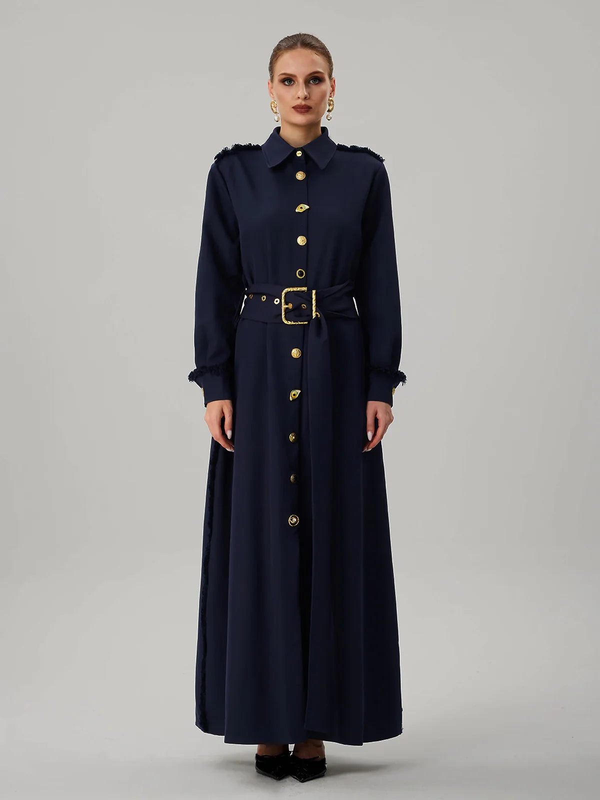 Étoile Navy Belted Maxi Dress