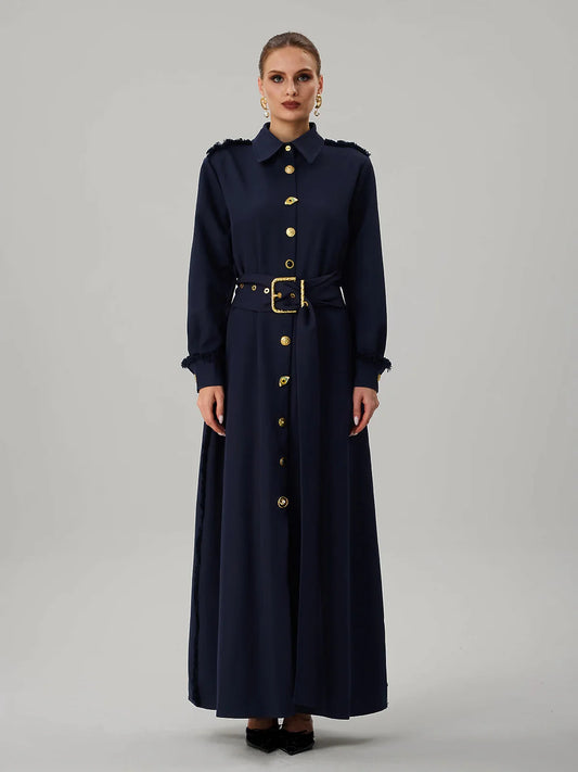 Étoile Navy Belted Maxi Dress