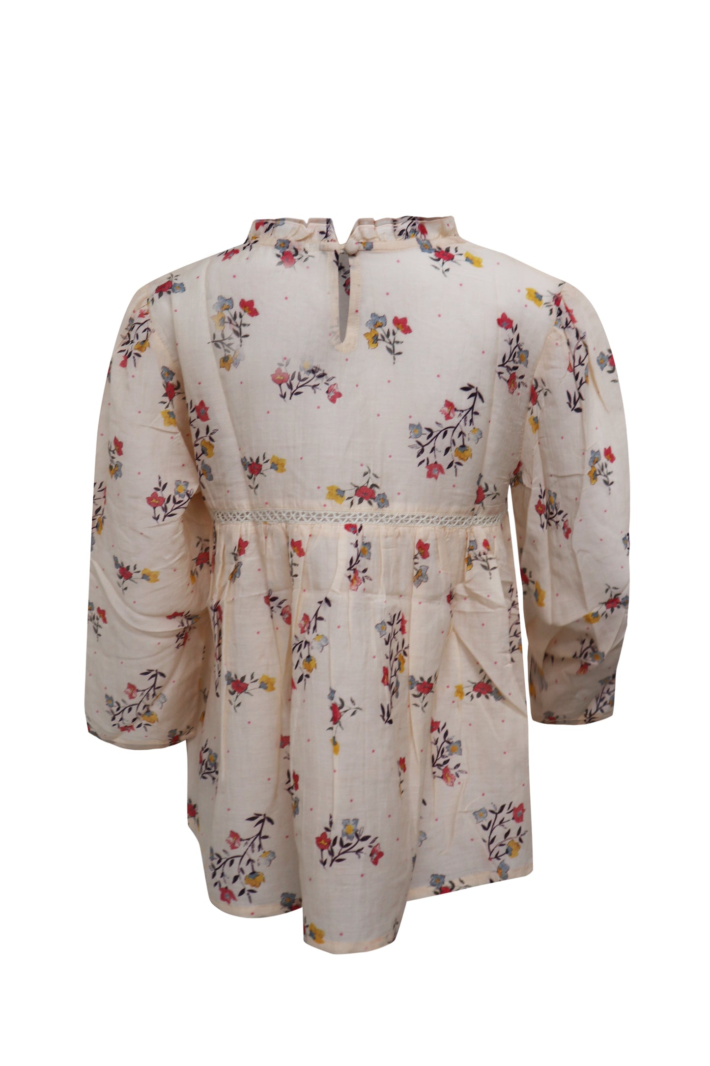 Ladies Sweet Peach Floral Long Sleeve Sheer Gauze 3/4 Sleeve