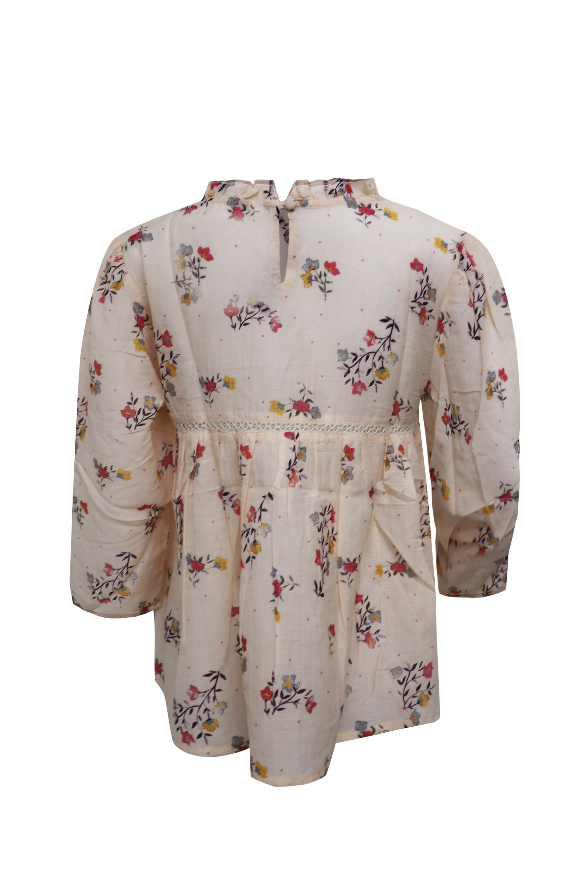 Ladies Sweet Peach Floral Long Sleeve Sheer Gauze 3/4 Sleeve