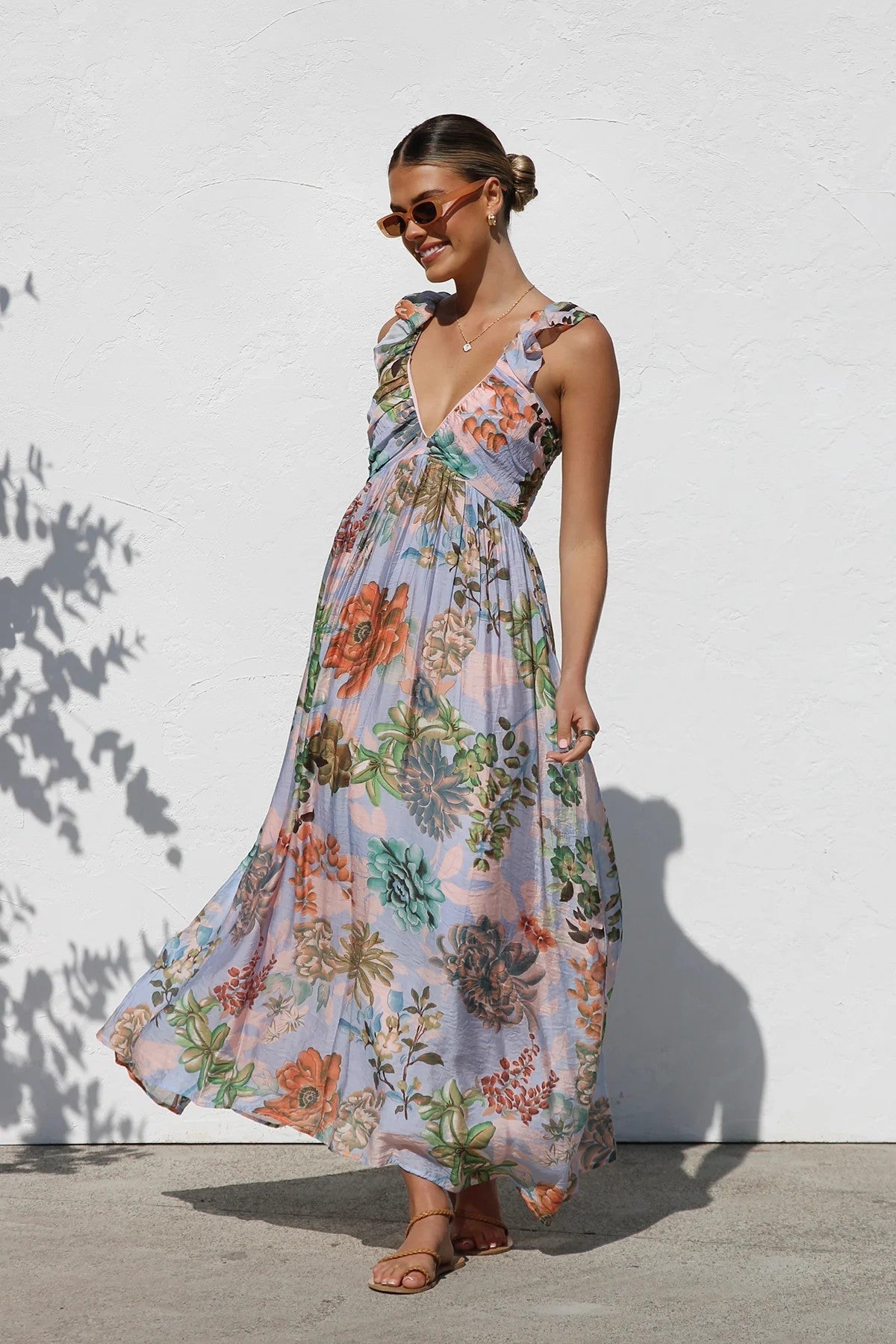 Sweet At Heart Floral Print Maxi Dress - Pink