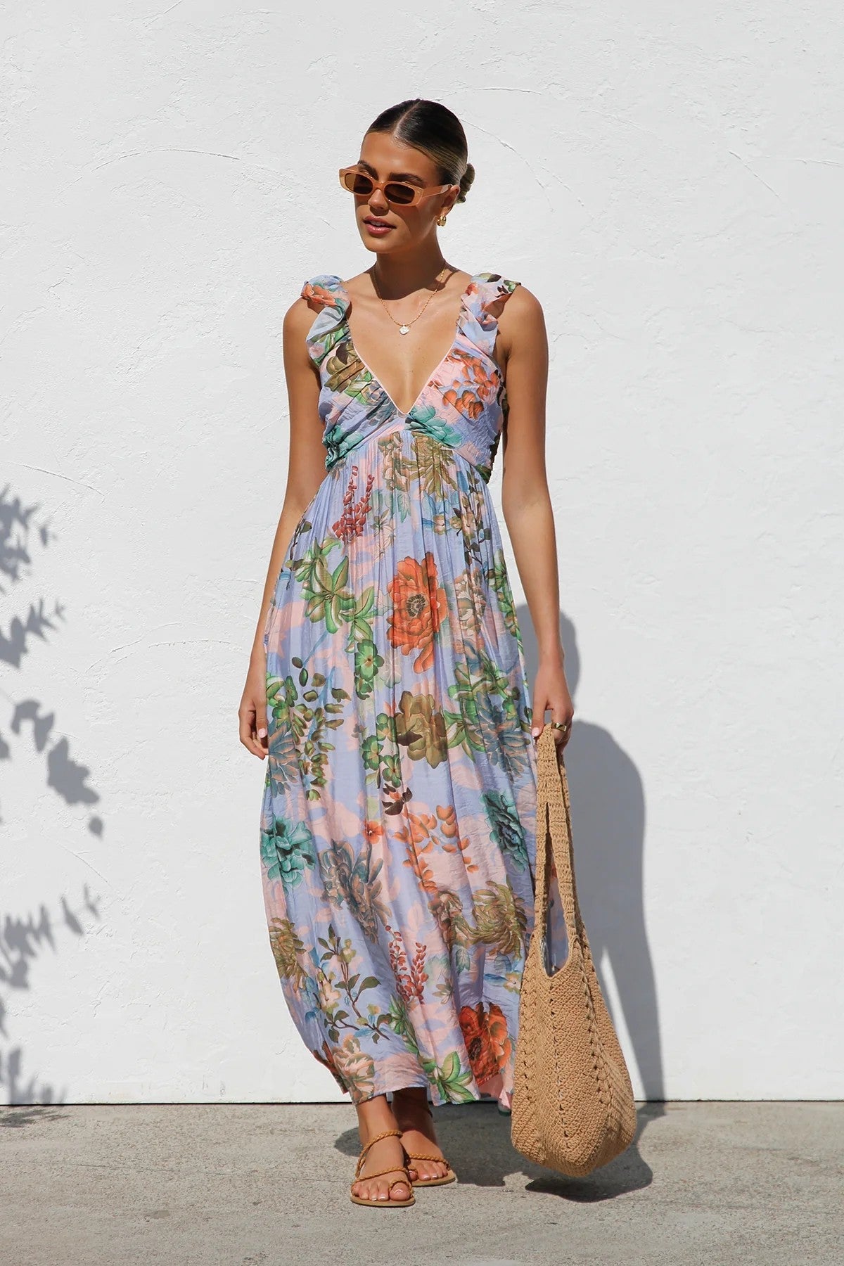 Sweet At Heart Floral Print Maxi Dress - Pink