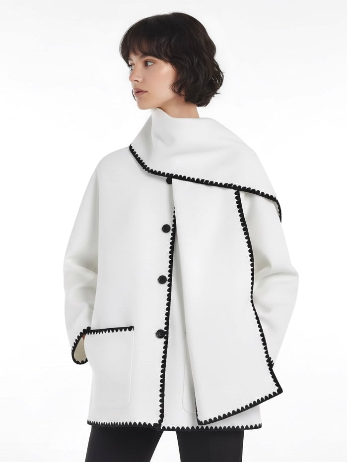 Nellie | Cape Coat with Contrast Trim