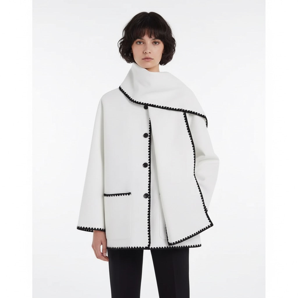 Nellie | Cape Coat with Contrast Trim