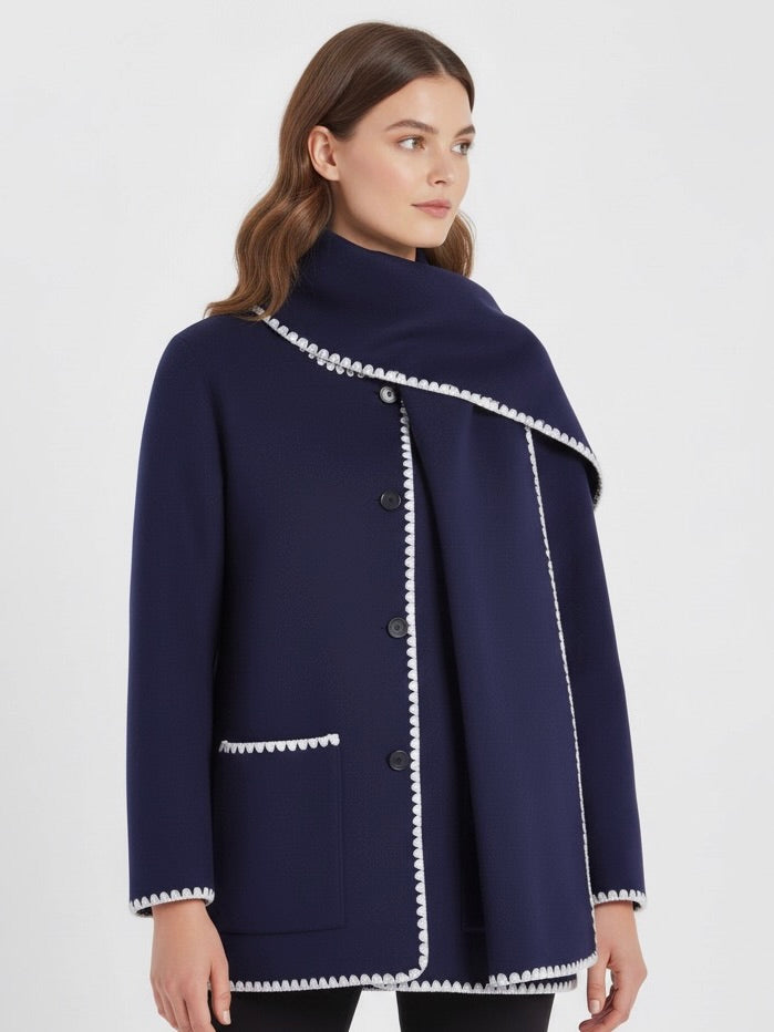 Nellie | Cape Coat with Contrast Trim