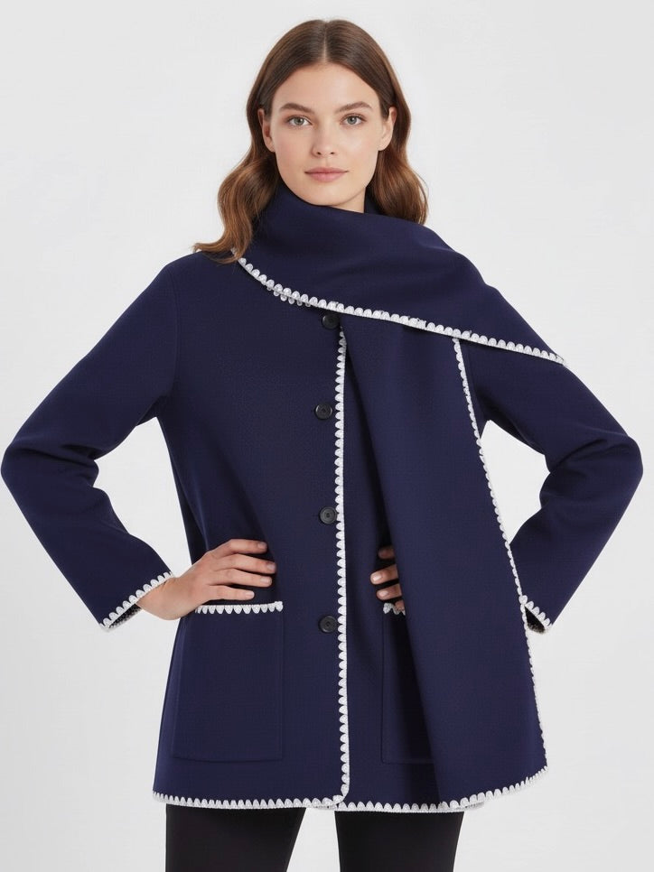 Nellie | Cape Coat with Contrast Trim