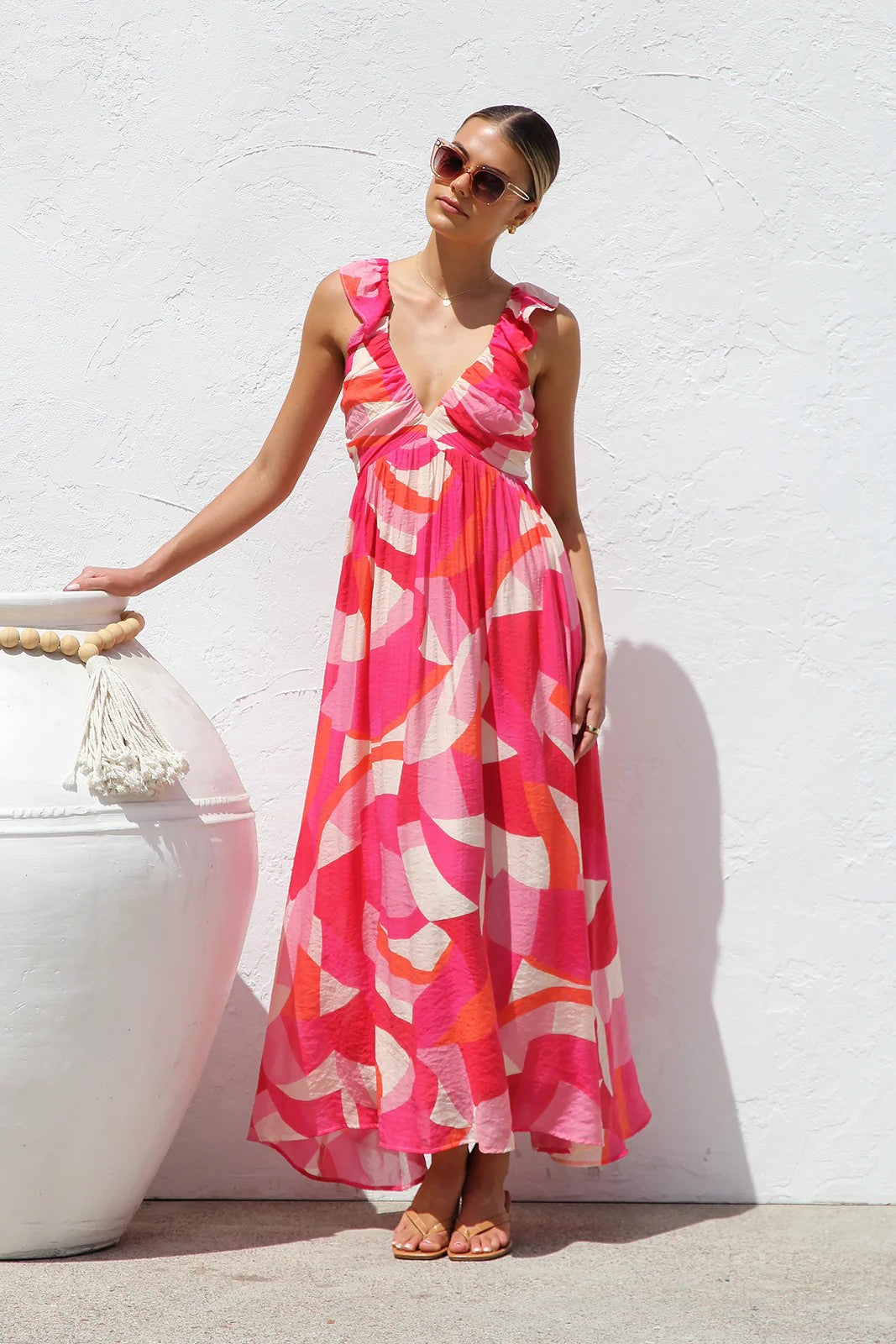 Sweet At Heart Floral Print Maxi Dress - Pink