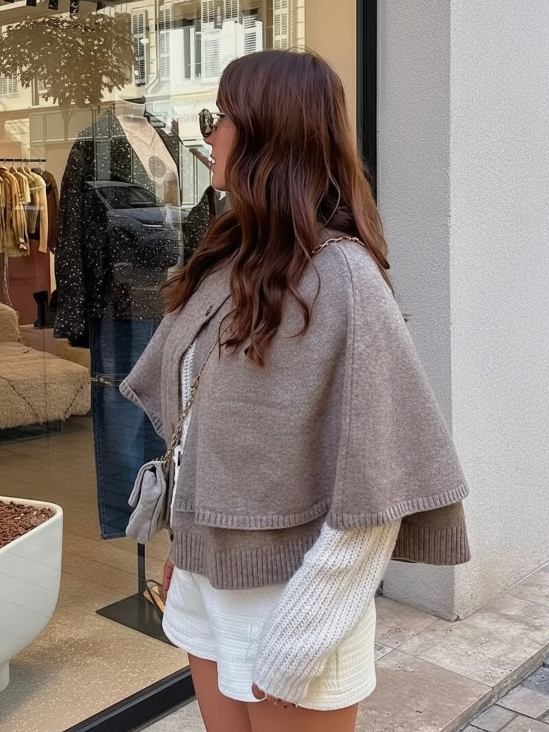 Women's Button-Up Knit Cape Sweater BLAKE
