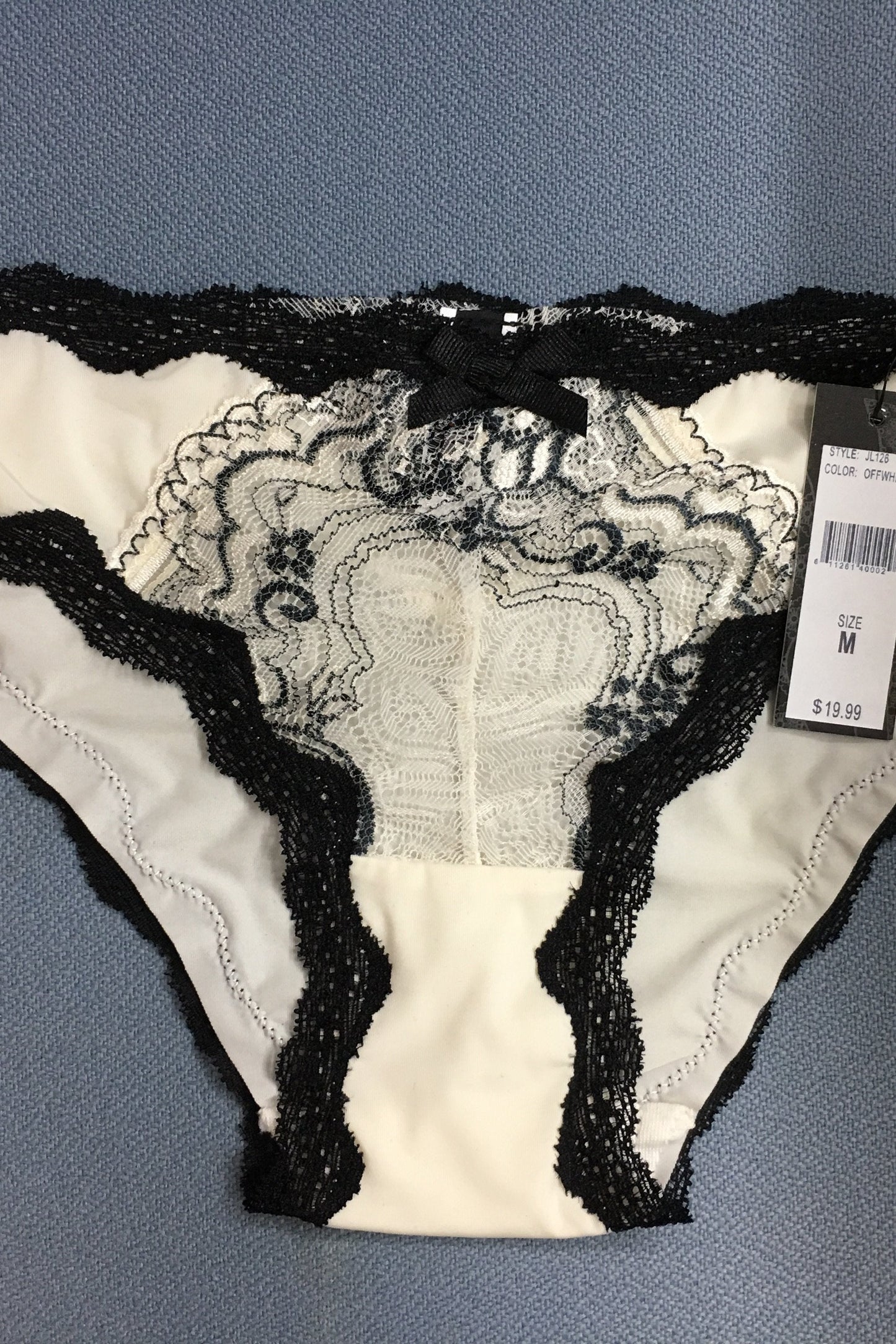 Lace Trimmed Bikini Panty with Bow Detail in Rose or Off White