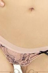 Lace Trimmed Triangle Bikini Panty with Bow Detail Mesh in Rose or Off White Medium Rose Blush