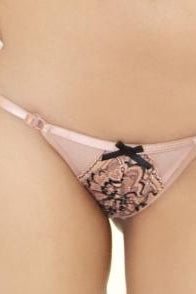 Lace Trimmed Bikini Panty with Key hole detail in Rose or Off White Rose