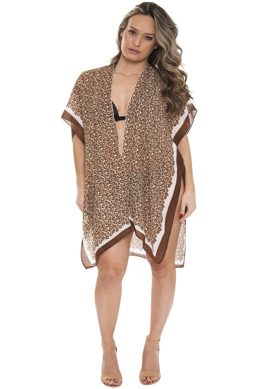 Ladies Printed Cover Up Leopard Print with Boarder on it