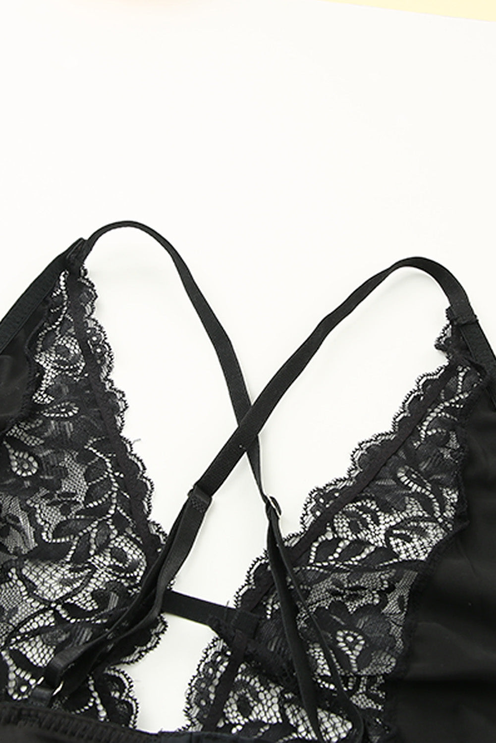 Ladies Sexy Black Laced Gartered Faux Corset with Deep Plunge Neckline