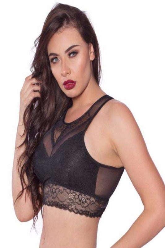 Black Lace Open Back Detail Bralette