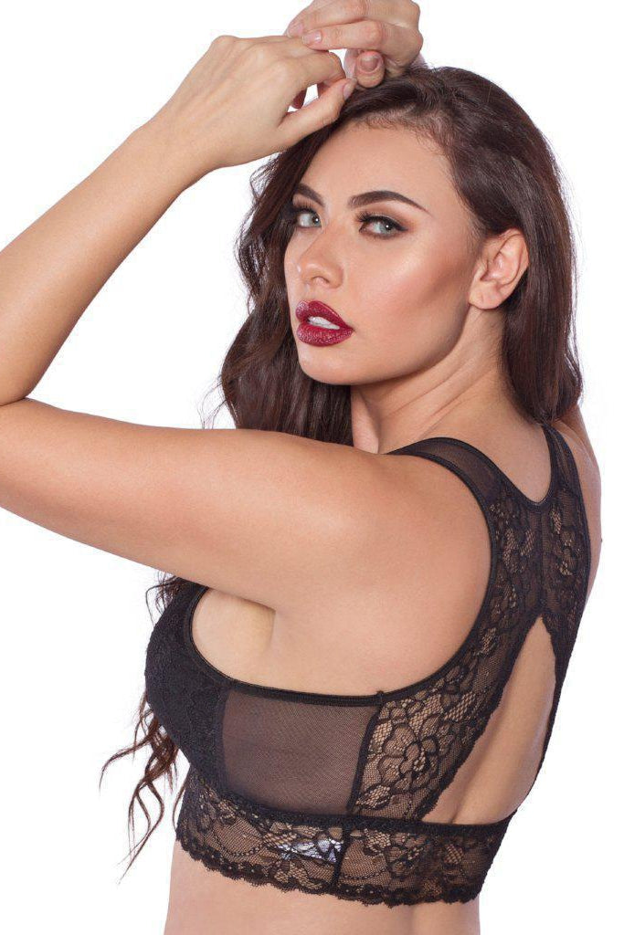 Black Lace Open Back Detail Bralette