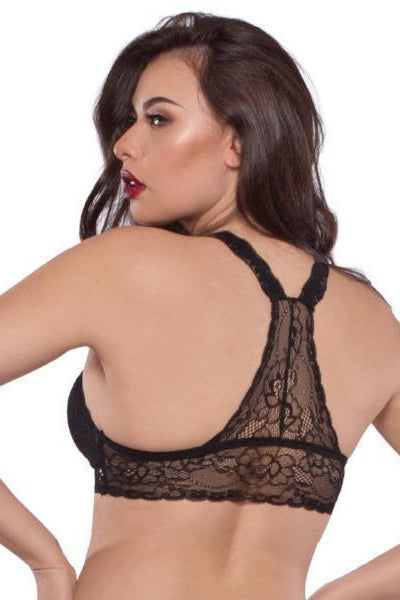 Ladies Sexy Black Eyelet Lace Bralette