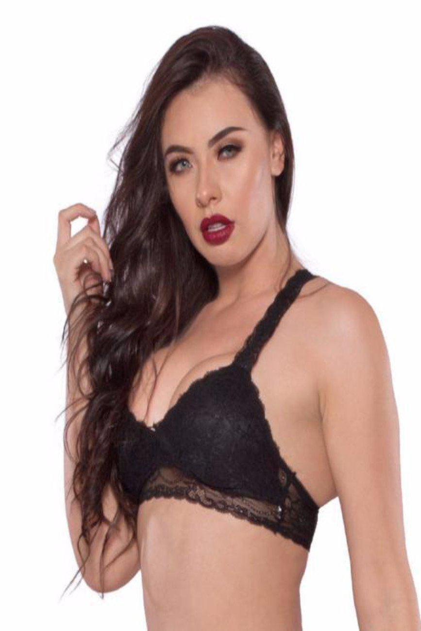 Ladies Sexy Black Eyelet Lace Bralette