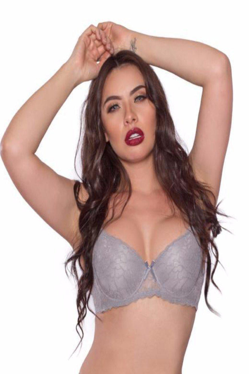 Ladies Sexy Dove Grey Cross Dye Lace Underwire Bra