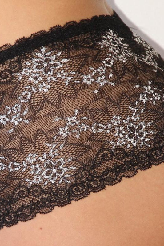 Ladies Black Cross Dyed Lace Boy Short Panty