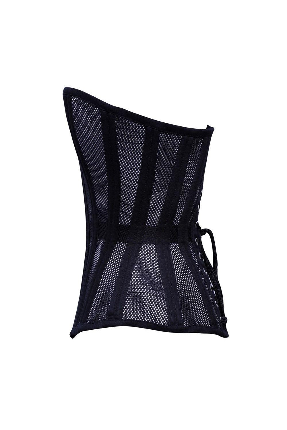 Sexy Ladies Mesh Strapless Front Zip Corset w/ Wire Metal Boning Black Or White