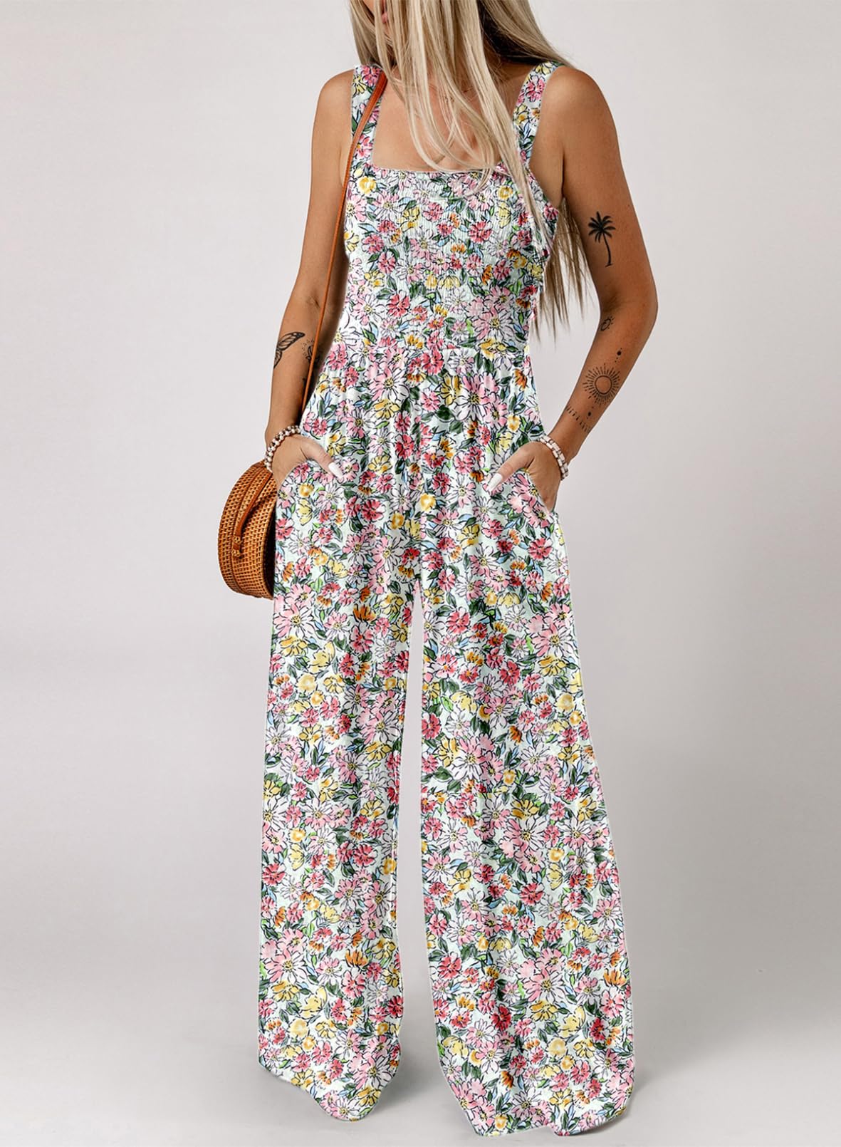 Limited time sale🔥Women's Overalls Casual Floral Print Sleeveless Jumpsuit with Pockets(buy 2 free shipping)