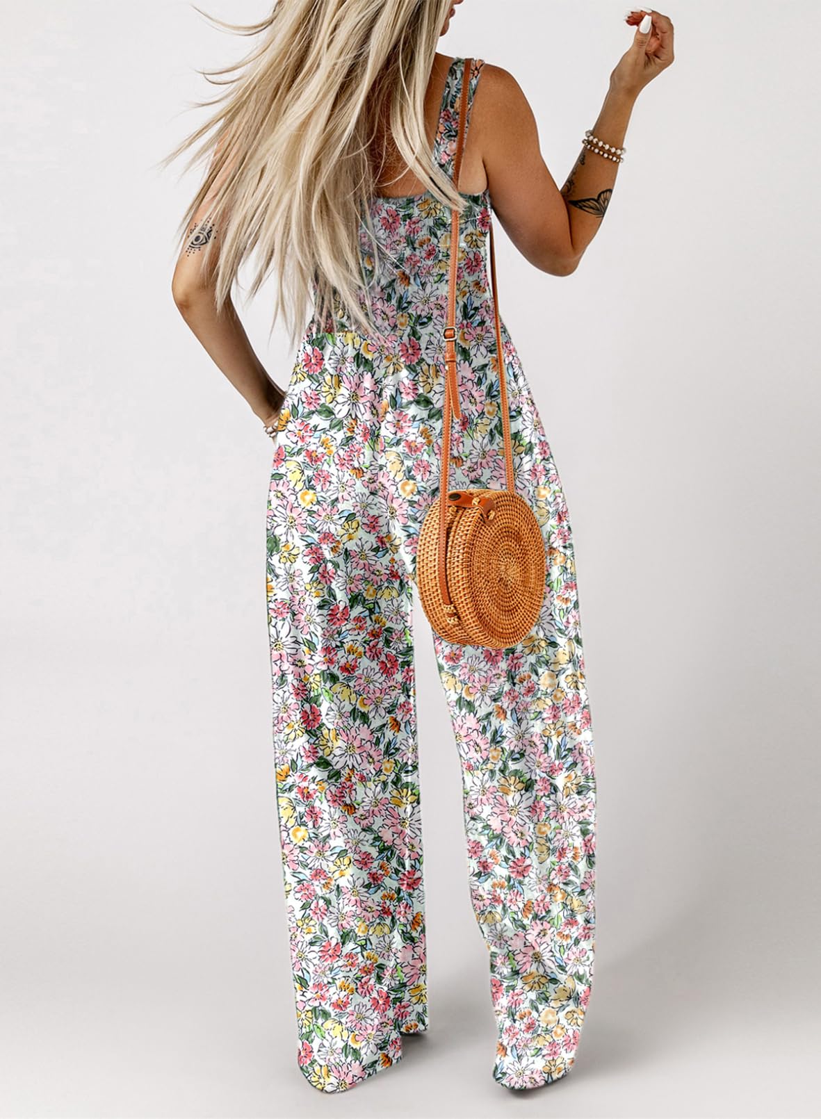 Limited time sale🔥Women's Overalls Casual Floral Print Sleeveless Jumpsuit with Pockets(buy 2 free shipping)