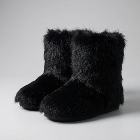 Furrique Mid-Calf Fluffy Winter Boots — 5 Colours including Gold & Multi