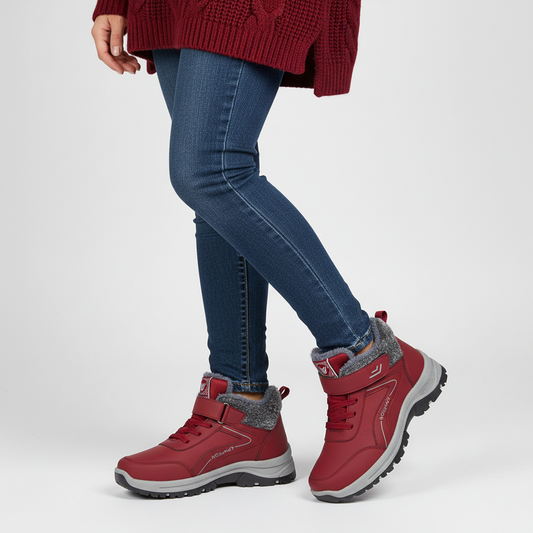 Insulated Plush-Lined Winter Boots — Red, Black Gray & Black Violet