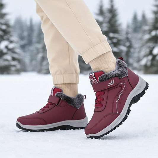 Insulated Plush-Lined Winter Boots — Red, Black Gray & Black Violet