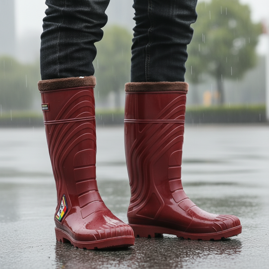Men's High-Tube Rain Boot — Waterproof Brown in Multiple Calf Heights