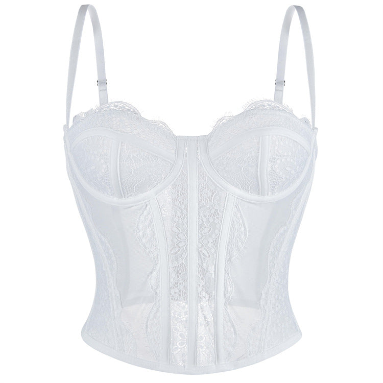 Sexy Mesh Lace Combo Corset -Bustier Y2K festival colors White